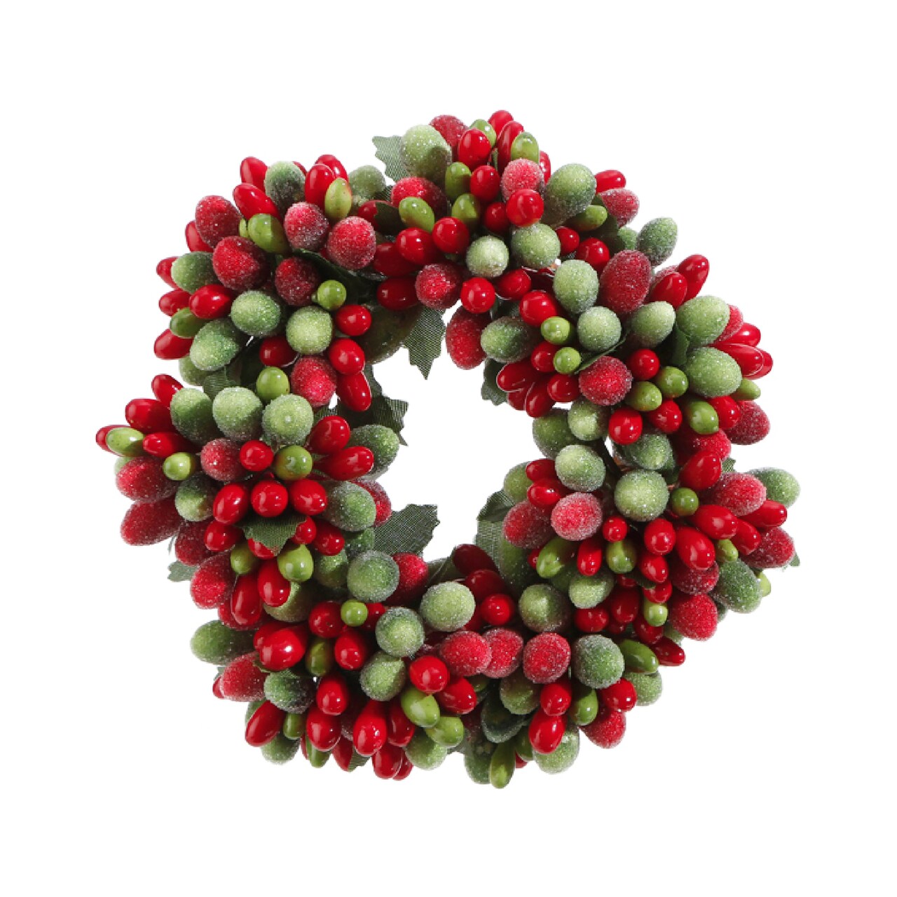 Raz 4" Frosted Red and Green Holly and Berries Christmas Votive Candle Ring